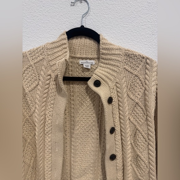 Signature L.L Bean Cotton Fisherman Sweater, Short Cardigan - Picture 2 of 5